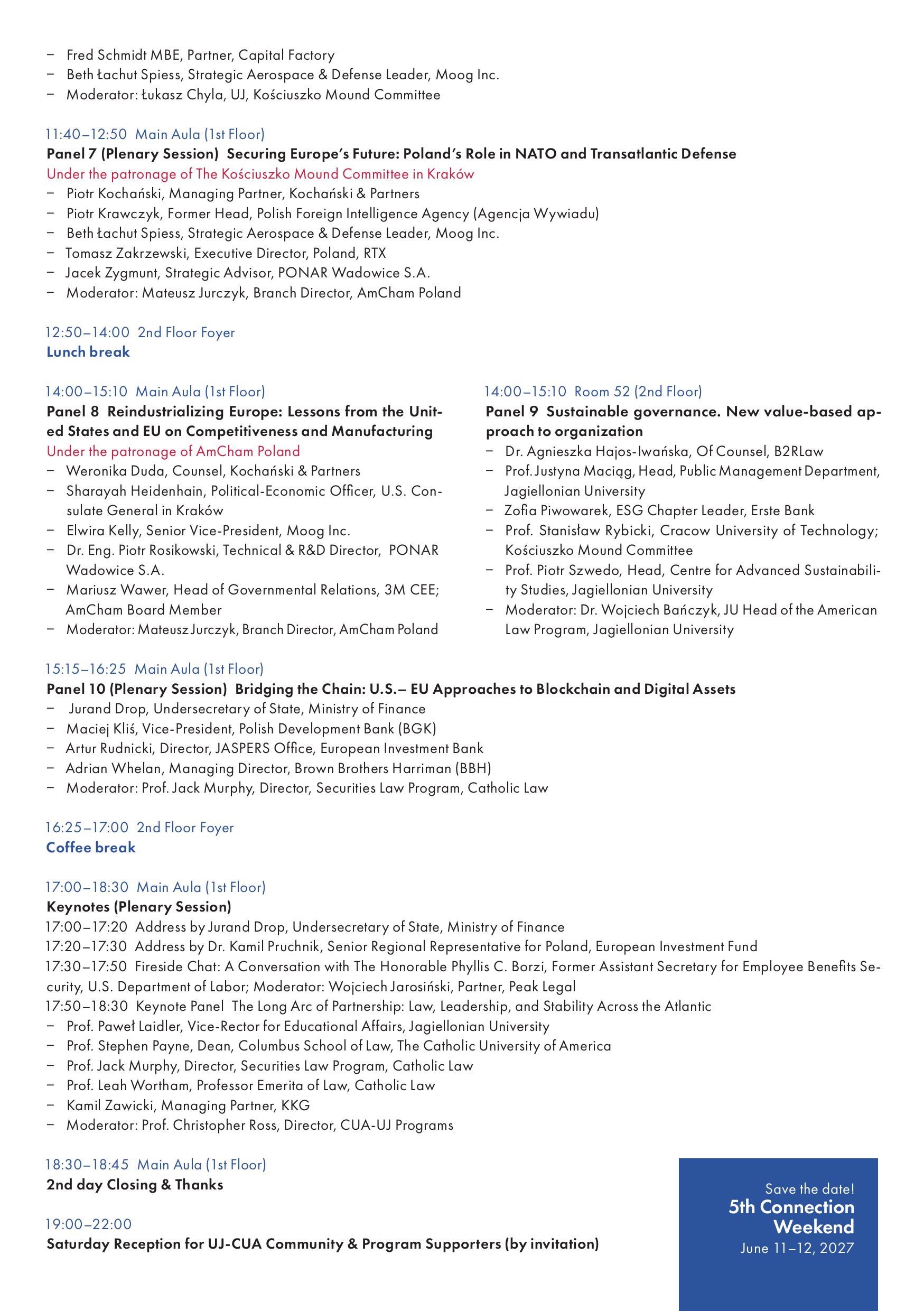 4th US-CEE Connection Weekend Conference Agenda